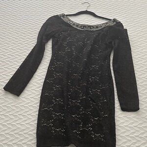 Denim & Supply Ralph Lauren Black Lace Long Sleeve Dress